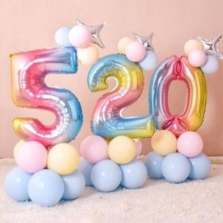 夢幻40寸馬卡龍漸層數字氣球球柱1組(生日氣球 求婚告白 跨年 畢業季 情人節 七夕 佈置)