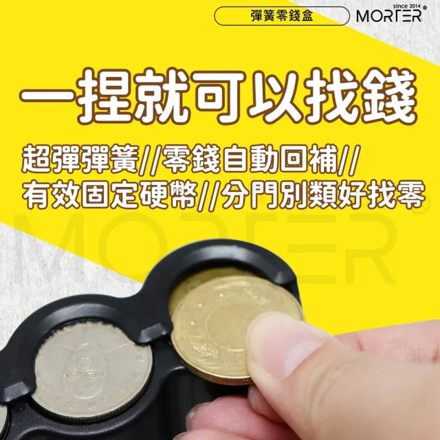 【MorTer】找錢神器 零錢盒 自動零錢盒隨身零錢盒 機車收納盒(外送員推薦 一捏就找錢)