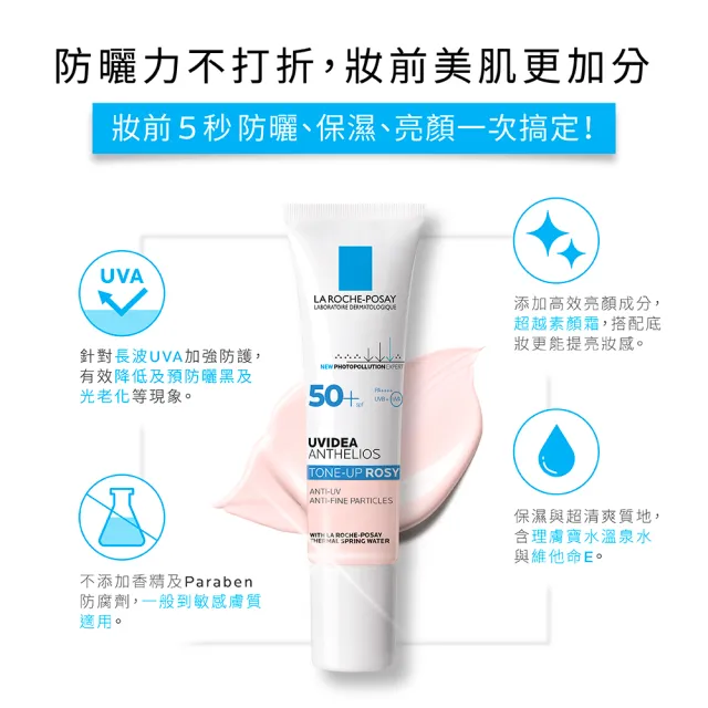 【理膚寶水】全護清透亮顏妝前防曬隔離乳 UVA PRO 30ml 年度限定組E(瑰蜜霜)