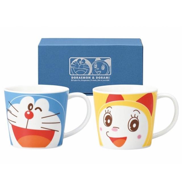 【Doraemon 哆啦A夢】日本製 哆啦A夢 陶瓷馬克杯 2入禮盒組 280ml(茶杯、水杯、馬克杯)