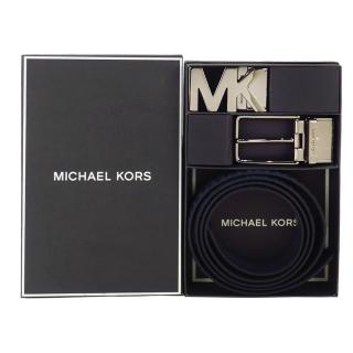 【Michael Kors】字母logo/針釦雙頭用雙面用皮帶(禮盒組/深藍)