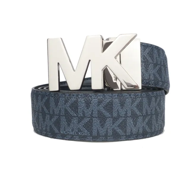 【Michael Kors】字母logo/針釦雙頭用雙面用皮帶(禮盒組/深藍)