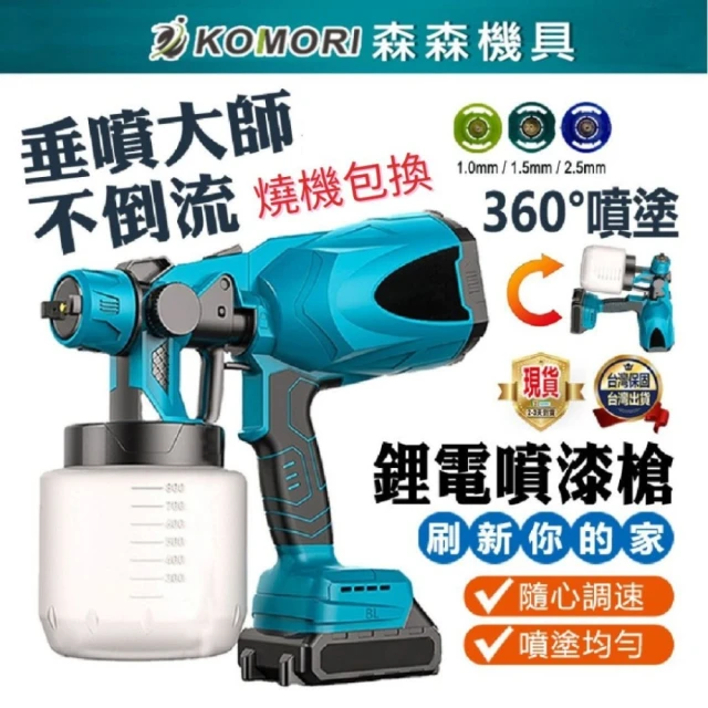 森森機具 電動噴漆槍 一電一充 附三噴嘴 無刷工業款(牧田款 便攜式噴漆槍 油漆塗料噴漆)