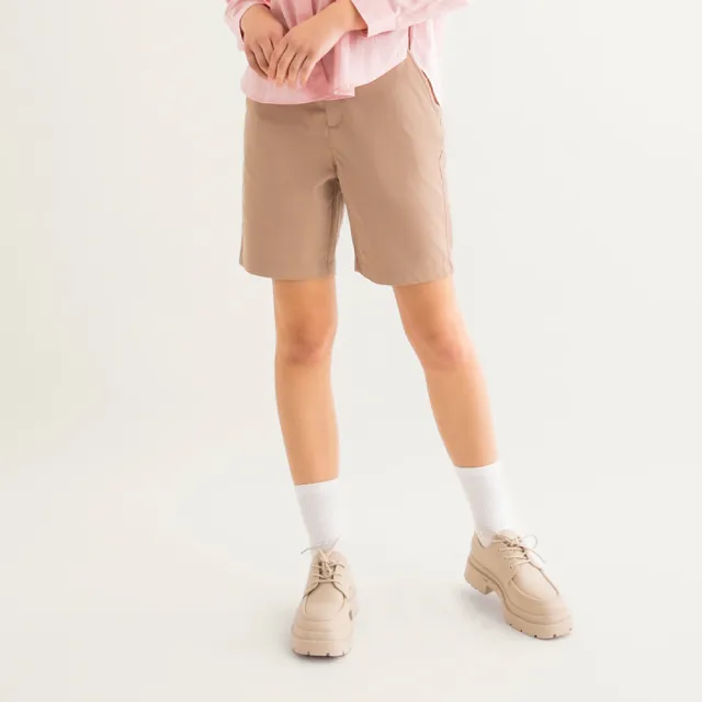 【Arnold Palmer 雨傘】女裝-輕薄透氣酷絲棉休閒短褲(卡其色)