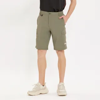【Hang Ten】男裝-恆溫多功能-REGULAR FIT吸濕快乾抗撕裂鬆緊口袋短褲(橄欖綠)