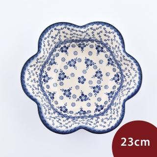 【美學生活】波蘭陶 Cerraf 花形深盤 23cm 波蘭手工製 造型盤 陶瓷盤 菜盤 水果盤 沙拉盤(蕙質蘭心系列)