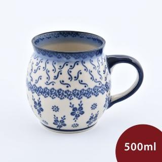 【美學生活 波蘭陶】波蘭陶 Cerraf 胖胖杯 500ml 波蘭手工製 馬克杯 咖啡杯 水杯 茶杯(蕙質蘭心系列)