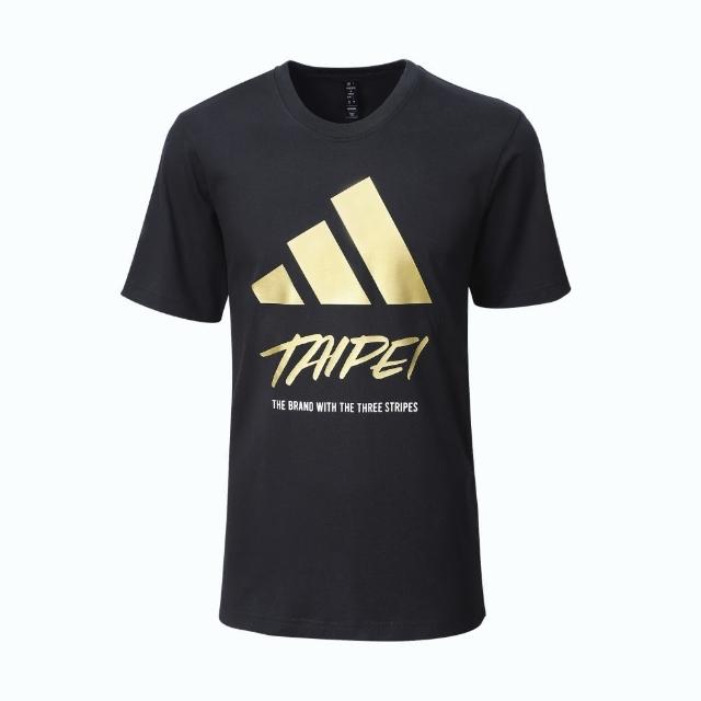 【adidas 愛迪達】短袖上衣 男款 女款 運動 亞規 TAIPEI TEE 黑 JD5206