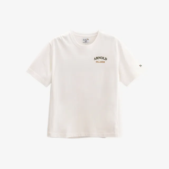 【Arnold Palmer 雨傘】男裝-質感品牌文字刺繡T恤(白色)