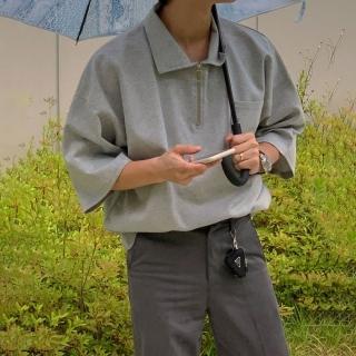 【巴黎精品】現貨+預購 POLO衫七分袖上衣(簡約潮流拉鍊寬鬆男裝3色a1fy28)