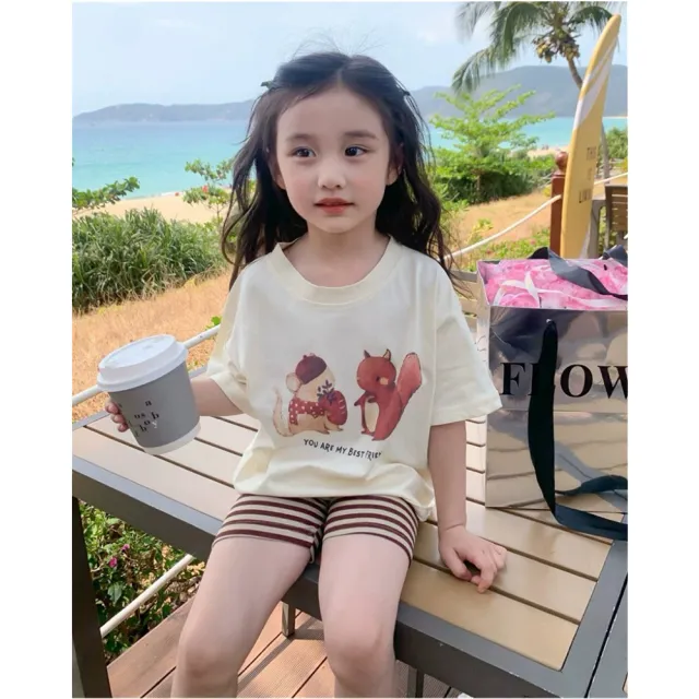 【安朵童舖】現貨韓版兒童半袖上衣男童印花T恤女童短袖上衣圓領上衣童裝(27/016)