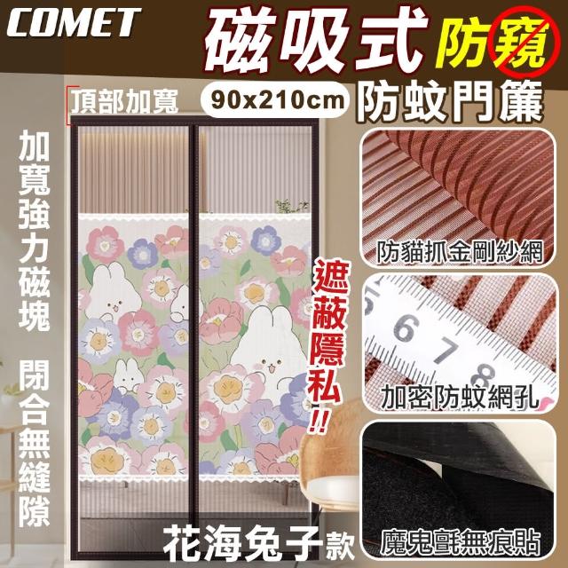 【COMET】金剛網加密防蚊防偷窺磁吸門簾-花海兔子(靜音門簾 免打孔門簾 防蚊門簾 磁釦門簾/YJB013)