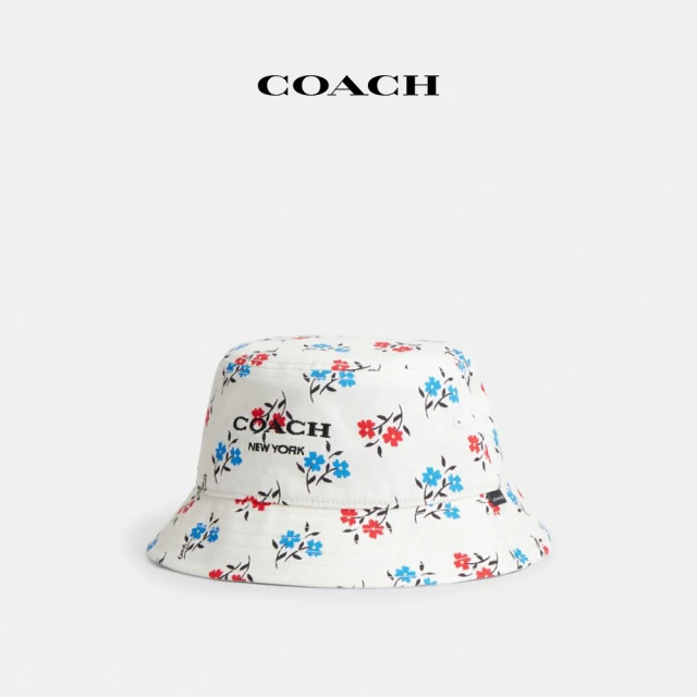 COACHCOACH蔻馳官方直營 BOARDWALK花卉印花漁夫帽-粉筆白色/藍色(CU360)