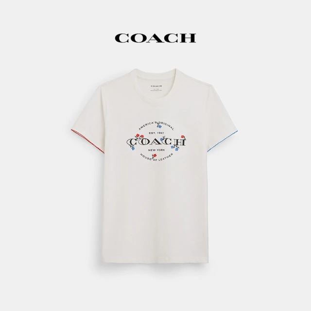 COACHCOACH蔻馳官方直營 棉質花卉圖案T恤-白色(CT414)