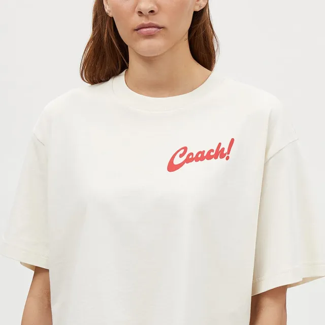【COACH蔻馳官方直營】BOARDWALK 棉質短款T恤-奶油色(CT416)
