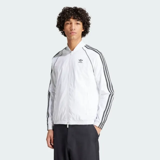 【adidas 愛迪達】SST TRACK TOP 男 外套 夾克 運動 休閒 拉鍊口袋 尼龍 反光 白黑(IZ3287)