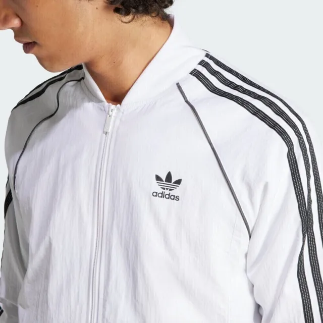 【adidas 愛迪達】SST TRACK TOP 男 外套 夾克 運動 休閒 拉鍊口袋 尼龍 反光 白黑(IZ3287)