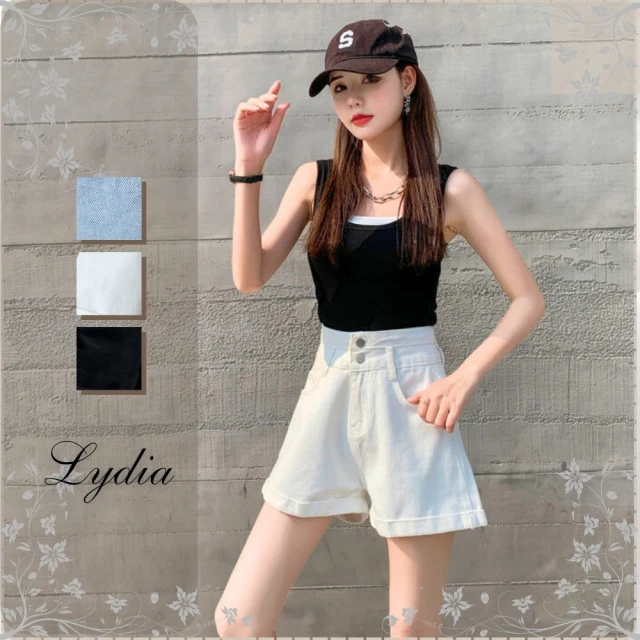 Lydia 現貨 短褲 牛仔短褲 夏季設計款百搭抽鬚牛仔褲(藍、黑、白 M-2XL)