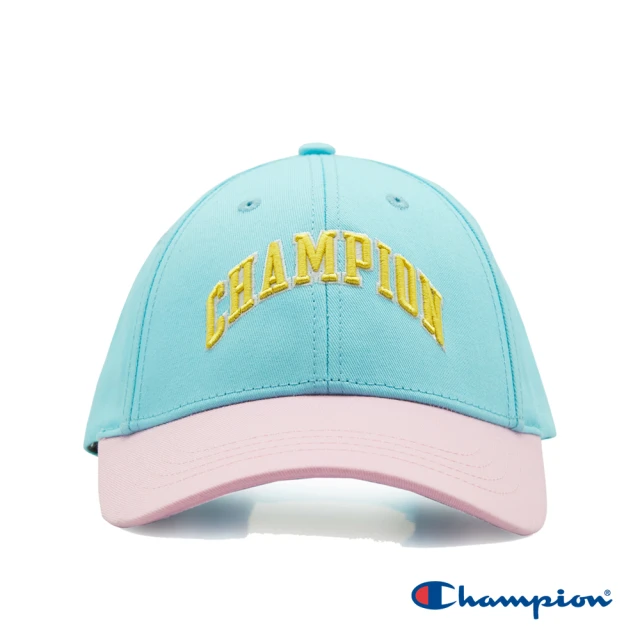 Champion 官方直營-拱形刺繡LOGO拚色棒球帽-童(淺藍粉色)