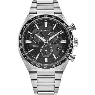 【CITIZEN 星辰】GENT’S 超級鈦 萬年曆 光動能電波計時腕錶-銀(CB5966-69E)