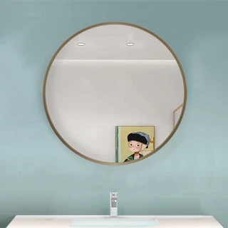 【HOMAX】50x50cm 鋁框圓鏡-古銅