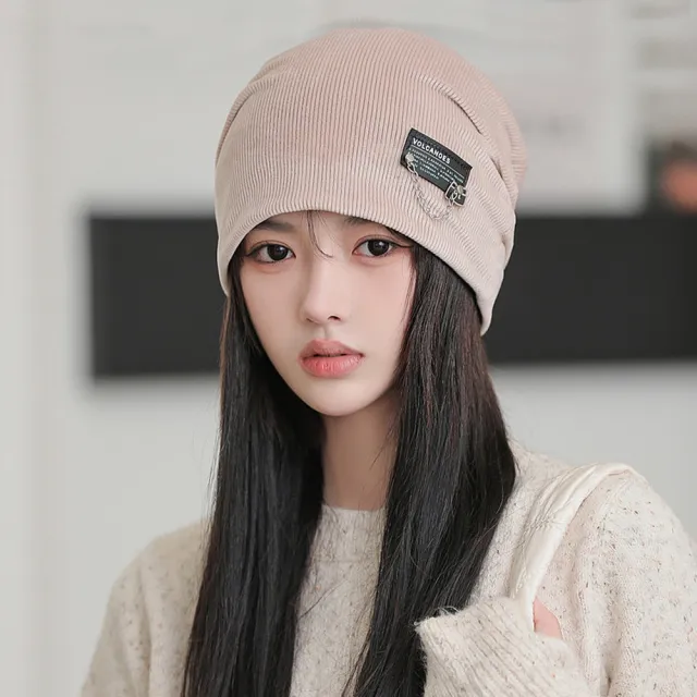 【Acorn 橡果】韓系鍊條保暖毛帽月子帽防曬機能帽頭罩9361(米色)