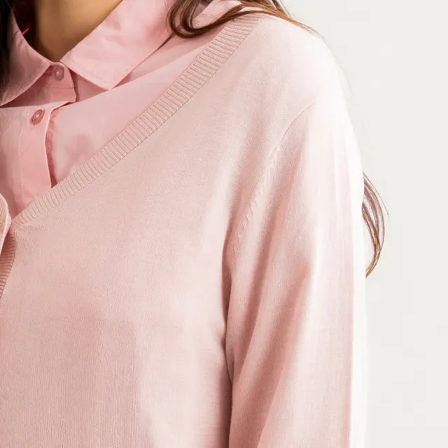 【Arnold Palmer 雨傘】女裝-V領薄款針織衫外套(粉紅色)