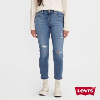 【LEVIS 官方旗艦】女款Boyfriend中腰錐形及踝丹寧牛仔褲 / 彈性 / 破壞加工 熱賣單品 19887-0266