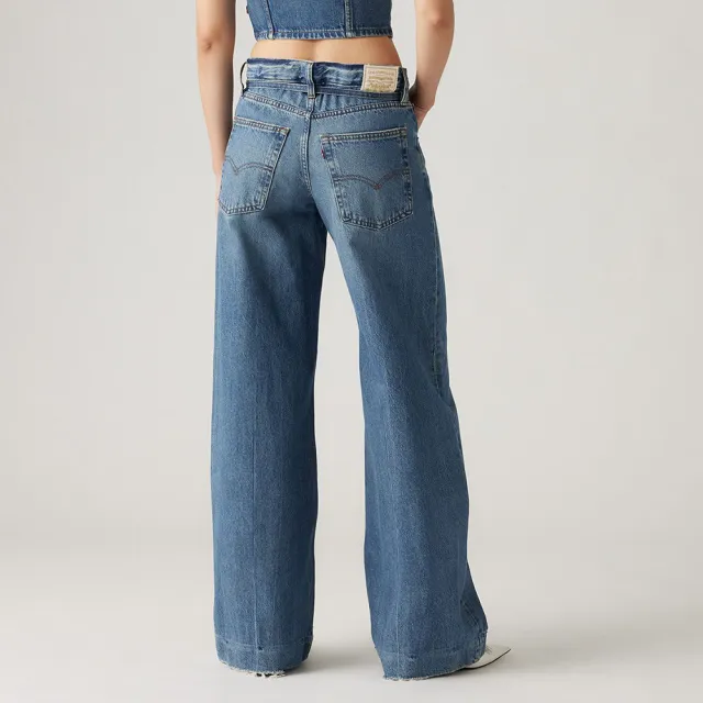 【LEVIS 官方旗艦】女款 低腰寬鬆直筒丹寧牛仔褲 / 附腰繩 人氣新品 A8701-0005