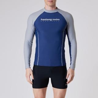 【haolang 浩浪】深灰藍男款長袖泳衣(34701)