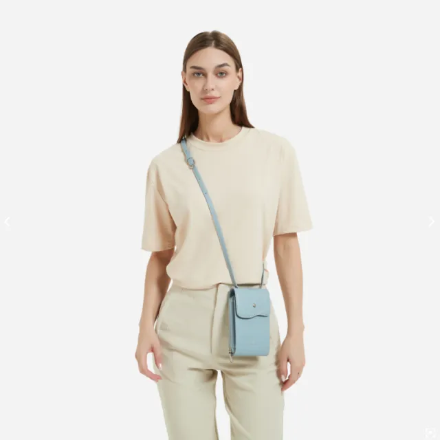 【Nordace】Pollina 藍色純素皮革手機斜背包(日常及通勤上班上學)