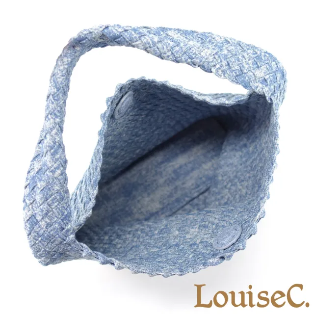 【LouiseC.】Tree House 韓國牛仔布可拆式子母包刷白編織肩背包-藍色(CC86091-09)