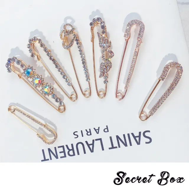 【SECRET BOX】美鑽胸針/韓國設計華麗閃耀美鑽鑲嵌造型防走光別針 胸針(6款任選)