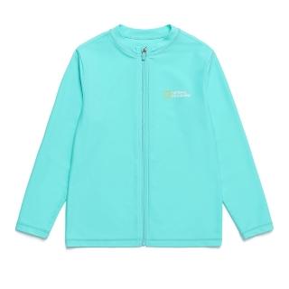 【國家地理服飾官方旗艦】童裝小 LOGO 拉鍊防曬衣 - 薄荷綠色(水上活動、防曬)