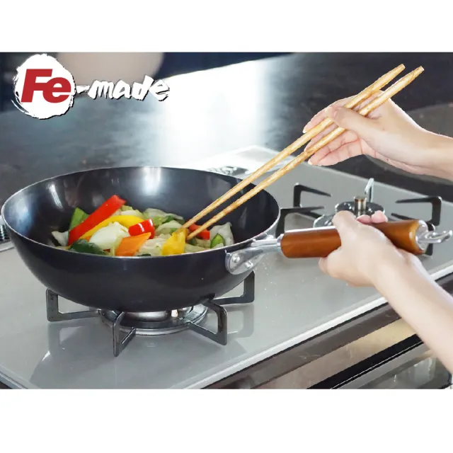 【新潟嚴選】Fe-made日本製深型IH鐵炒鍋 28cm(鐵鍋 平底鍋 不挑爐具 燕三條)