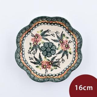 【美學生活】波蘭陶 Cerraf 波浪淺盤 16cm 波蘭手工製 造型盤 陶瓷盤 菜盤 水果盤 沙拉盤(碧綠幽然系列)