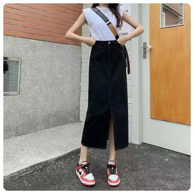 【ASister 小姊姊】*出清品*現貨在庫★A字牛仔長裙☆加大尺碼顯瘦高腰收腹A字牛仔裙/長裙(3色_XS-5XL)