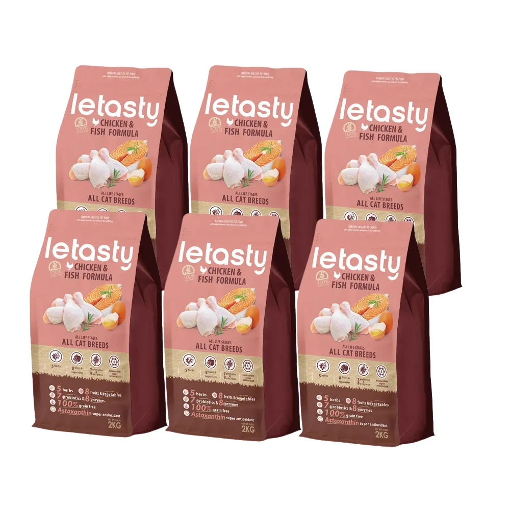 【letasty 鮮樂嚐】無穀全齡貓雞&鮭魚 泌尿化毛 2kg*6包/共12公斤(全齡貓 腸胃健康 益生菌 蝦紅素 酵素)