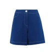 【ILEY 伊蕾】後口袋菱格紋明線牛仔短褲(藍色；M-XL；1242318513)