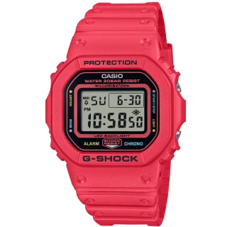 【CASIO 卡西歐】卡西歐G-SHOCK鬧鈴電子錶-紅(DW-5600EP-4)