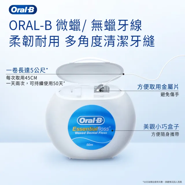 【Oral-B 歐樂B】無蠟牙線50公尺 x2入