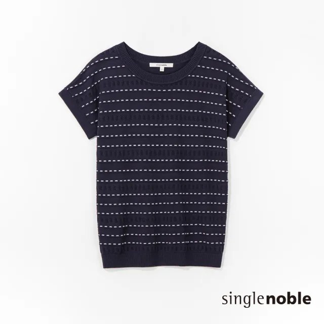 【SingleNoble 獨身貴族】低調立體縫線視覺效果短袖線衫(1色)