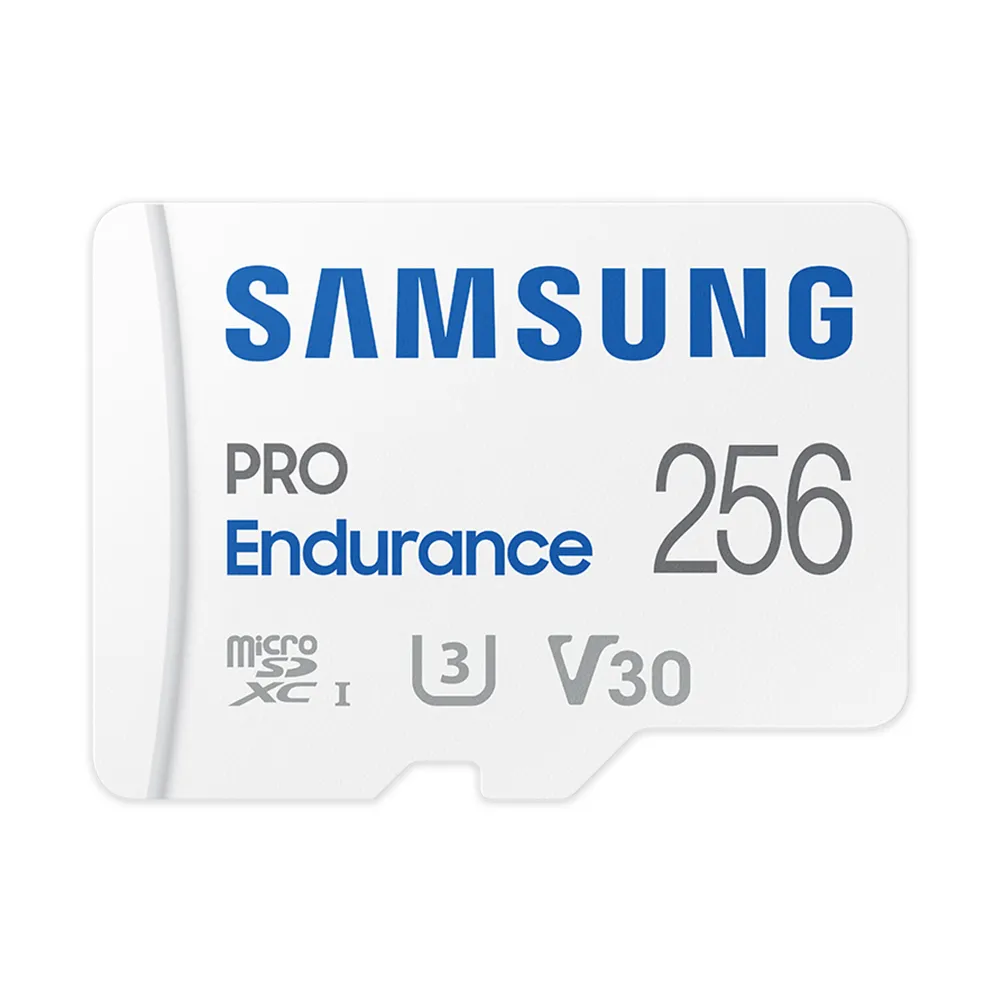 【SAMSUNG 三星】PRO Endurance microSDXC U3 V30 256GB 高耐用記憶卡 公司貨(寶寶/寵物/監控/行車紀錄器)