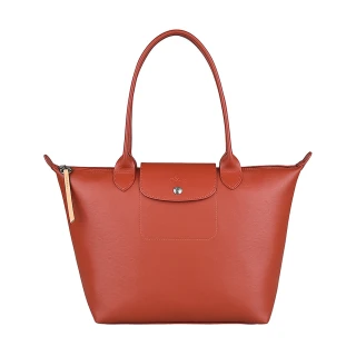 【LONGCHAMP】LONGCHAMP LE PLIAGE CITY奔馬LOGO長把拉鍊PVC肩背包(小/紅陶)