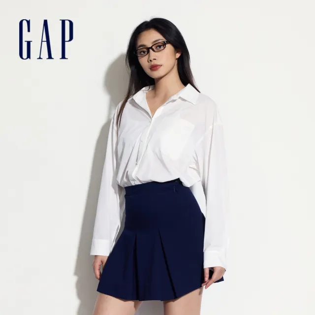 【GAP】男女裝 防曬翻領短袖/長袖襯衫-多款任選(463127&510289)