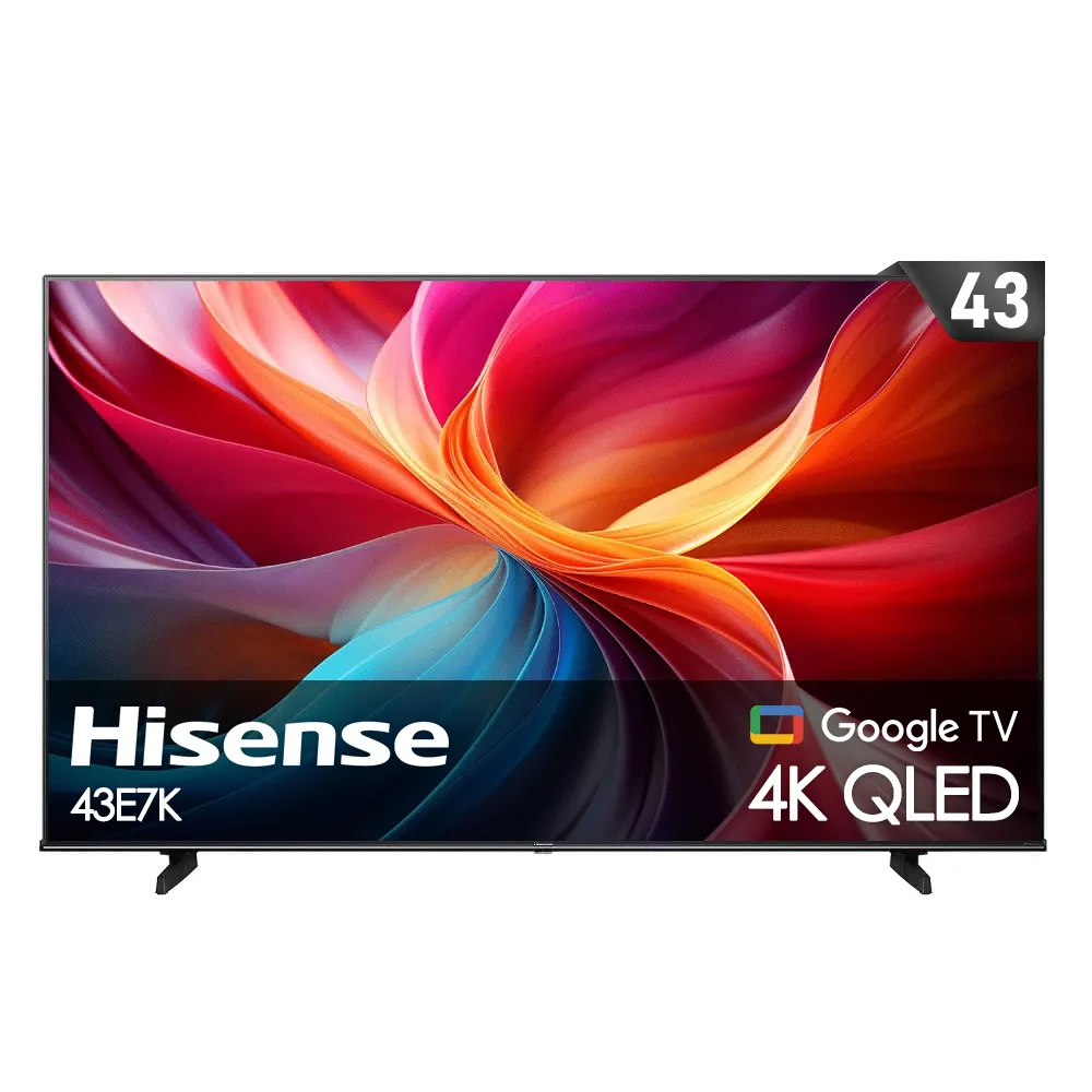 【Hisense海信】43型 QLED金屬量子點 Google+Apple 雙認證 4K HDR連網液晶顯示器(43E7K)