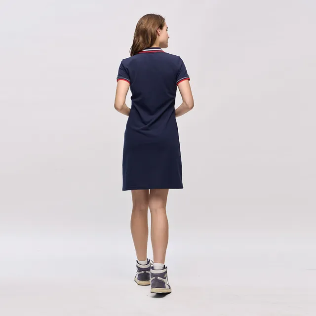 【JEEP】女裝 襯衫領休閒短袖連身裙(藍色)