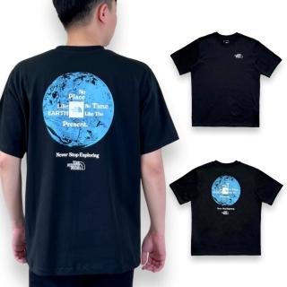 【The North Face】北臉 男生 背後地球 短袖T恤 純棉 男款 短TEE 前後LOGO