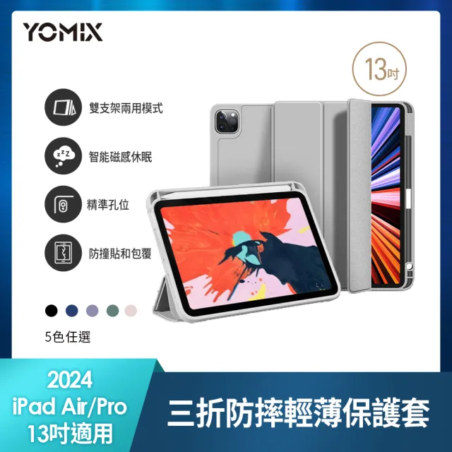 【Apple】2024 iPad Pro 13吋/WiFi/256G(三折筆槽殼+鋼化保貼組)