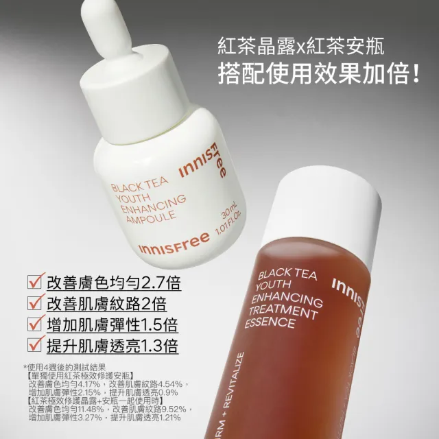 【INNISFREE】紅茶安瓶+晶露極效修護逆齡組(抗老安瓶+精華水 功效加乘)